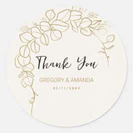 Adesivo Redondo Quadro de Folhas Douradas Pintadas à Mão