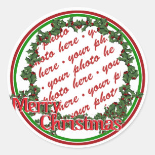 Adesivo Redondo Quadro de Foto do Círculo Holly Wreath