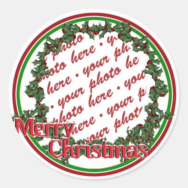 Adesivo Redondo Quadro de Foto do Círculo Holly Wreath (Frente)