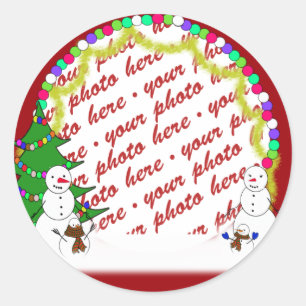 Adesivo Redondo Quadro de Fotografias da Família Snowman Holiday