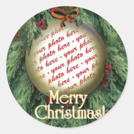 Adesivo Redondo Quadro de Fotografias de Ornamento da Árvore de Na