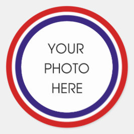 Adesivo Redondo Quadro de Fotos Branco Vermelho e Azul