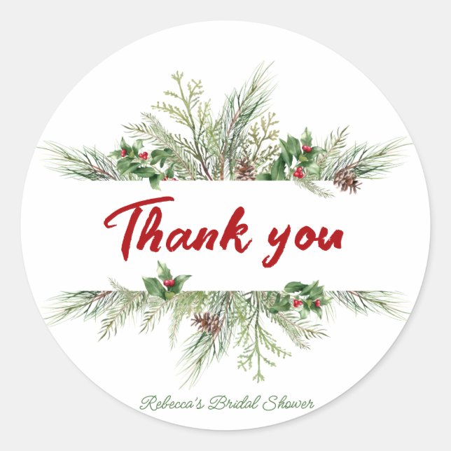 Adesivo Redondo Quadro de inverno Chá de panela Wreath de inverno  (Frente)