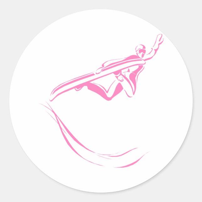 Adesivo Redondo Quadro de Neve Rosa (Frente)