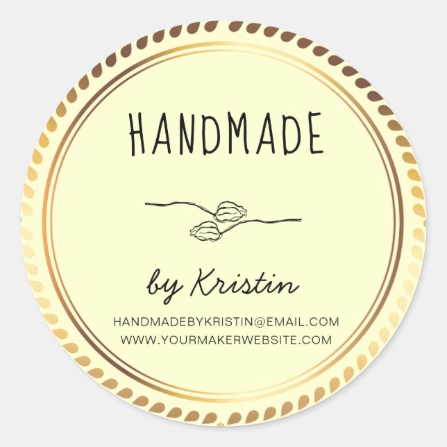 Adesivo Redondo Quadro de Ouro Amarelo Rústico Físico (Frente)