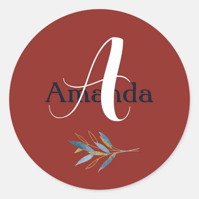 Adesivo Redondo Quadro de Ouro Arredondado Personalizado com Buquê (Frente)