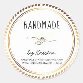 Adesivo Redondo Quadro de Ouro Branco Russo Feita à Mão