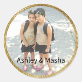 Adesivo Redondo Quadro de Ouro de Fotografias de Natal Monograma