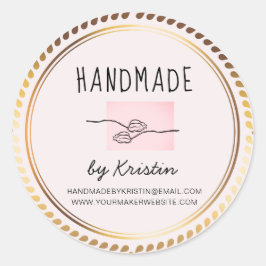 Adesivo Redondo Quadro de Ouro Rosa Russo Feita à Mão