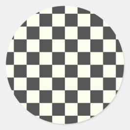 Adesivo Redondo Quadro de verificação branco apagado e preto