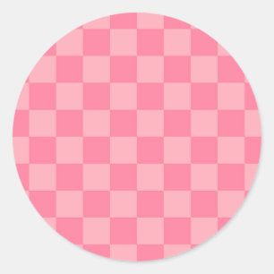Adesivo Redondo Quadro de verificação rosa elegante