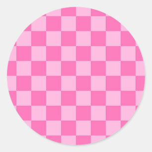Adesivo Redondo Quadro de verificação rosa quente