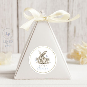 Adesivo Redondo Quadro do Círculo Dourado do felz pascoa Bunny Sti