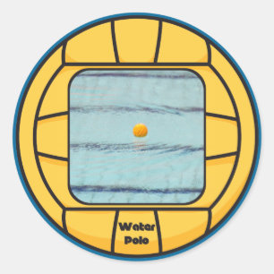 Adesivo Redondo Quadro do pólo aquático (adicione sua própria