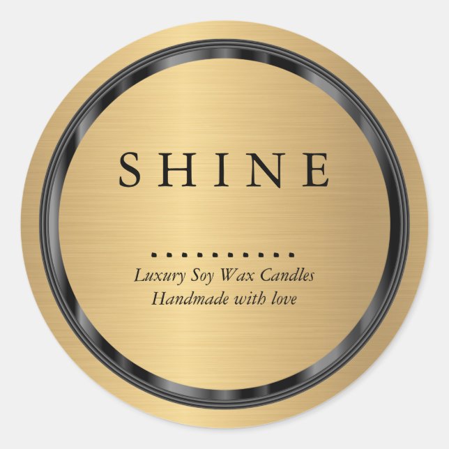 Adesivo Redondo Quadro Dourado e Preto (Frente)