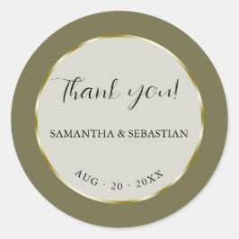 Adesivo Redondo Quadro Dourado Verde Khaki