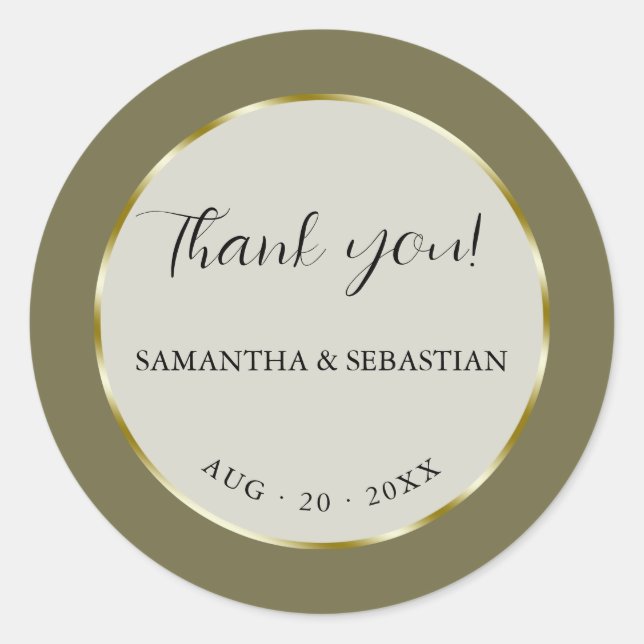 Adesivo Redondo Quadro Dourado Verde Khaki (Frente)