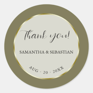 Adesivo Redondo Quadro Dourado Verde Khaki