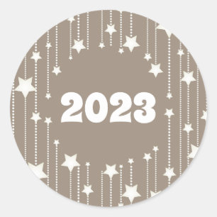 Adesivo Redondo Quadro redondo das estrelas brancas de 2023 Ano No