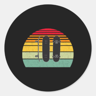 Adesivo Redondo Quadro Retro Vintage - Semana de Skateboarding Ale