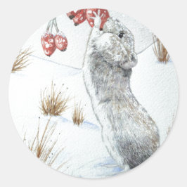 Adesivo Redondo quadro sazonal de cena de neve fofa