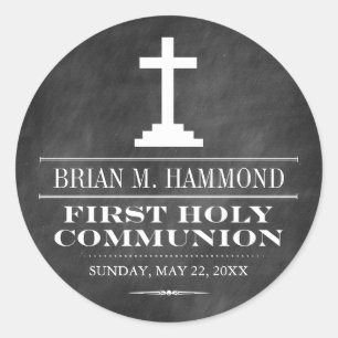 Adesivo Redondo Quadro Simples Primeira Comunhão Sagrada
