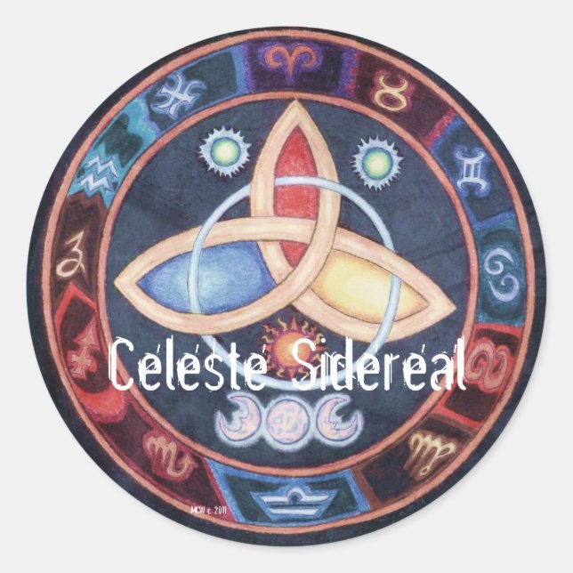 Adesivo Redondo Qual é o seu sinal, Zodiac Bookplate? (Frente)