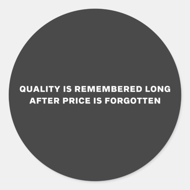 Adesivo Redondo Qualidade acima do preço: Hábito para viver, preto (Frente)