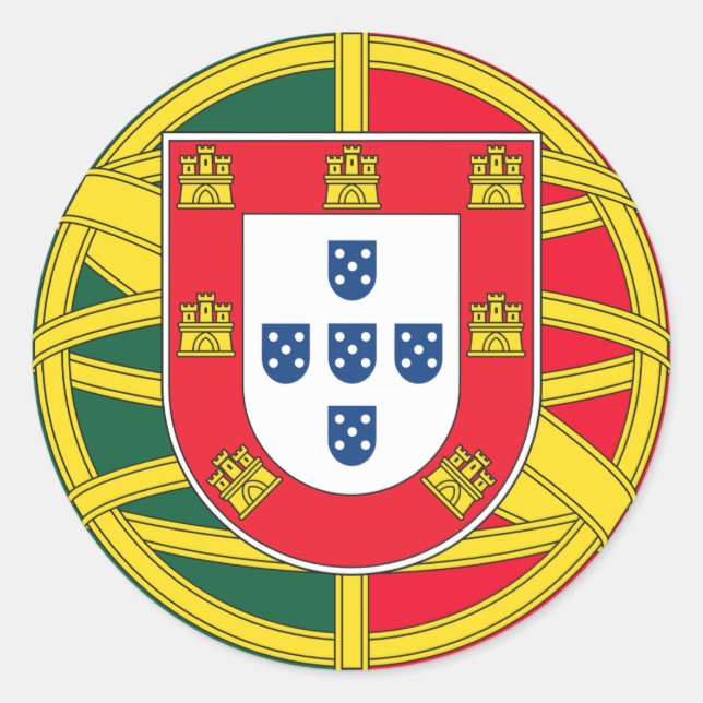 Adesivo Redondo Qualidade da bandeira portuguesa (Frente)