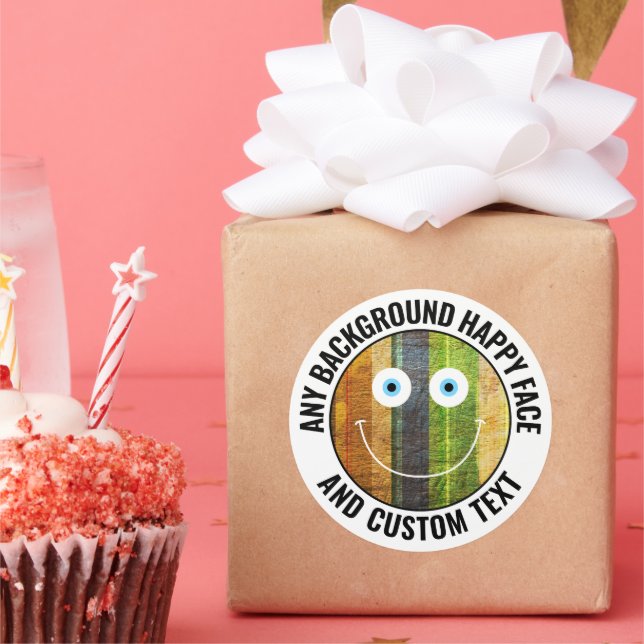 Adesivo Redondo Qualquer Cor Personalizada, Texto Em Segundo Plano (Festa)