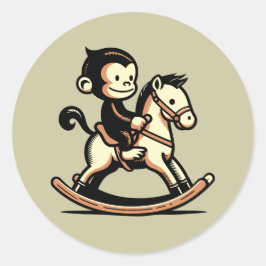 Adesivo Redondo Qualquer Macaco Colorido No Cavalo Rocco