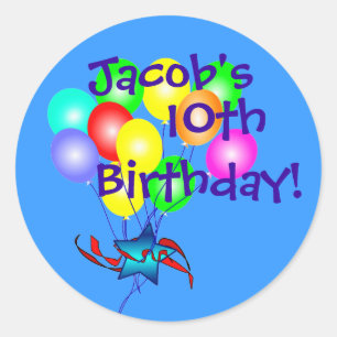 Adesivo Redondo Qualquer nome e idade dos balões de aniversário di