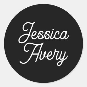Adesivo Redondo Qualquer Nome   Script Vintage Editável Estilado a