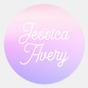 Adesivo Redondo Qualquer Nome   Texto Estilado Vintage Ombro Color