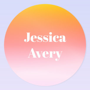 Adesivo Redondo Qualquer Nome   Texto Estiloso Retro-Moderno Color