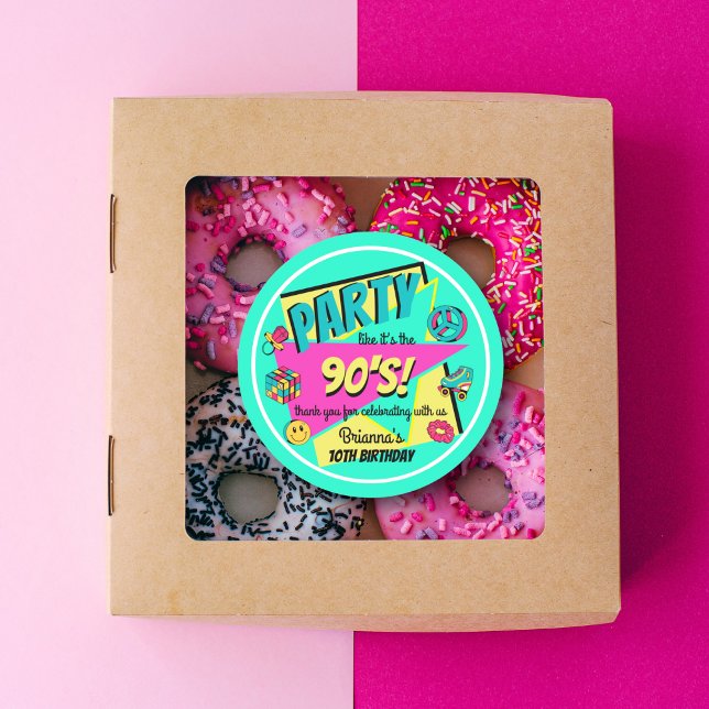 Adesivo Redondo QUALQUER obrigado de festa de aniversário dos anos (Criador carregado)