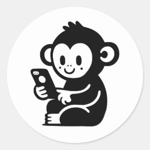 Adesivo Redondo Qualquer Telefone do Macaco a Cor