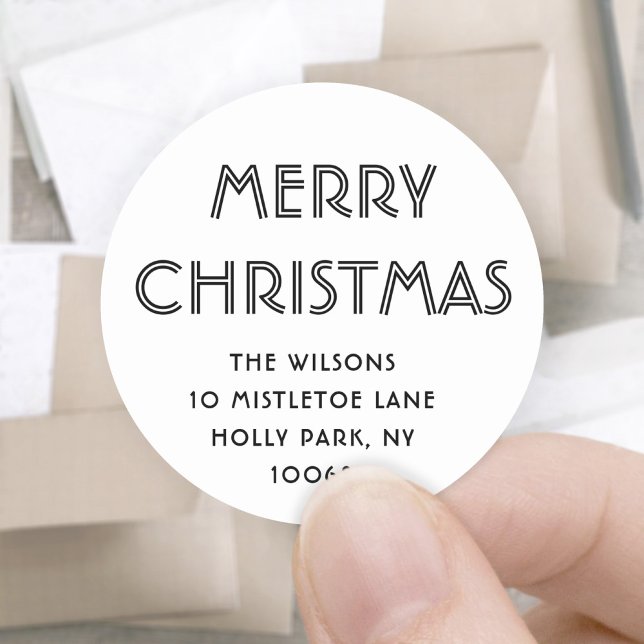 Adesivo Redondo Qualquer texto Mínimo Endereço de Devolução Preto  (Criador carregado)