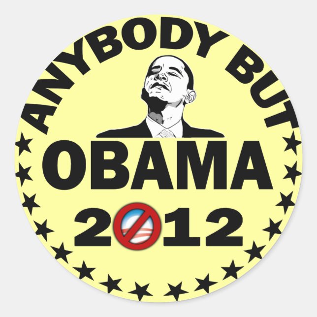 Adesivo Redondo Qualquer Um, Exceto Obama - 2012 (Frente)
