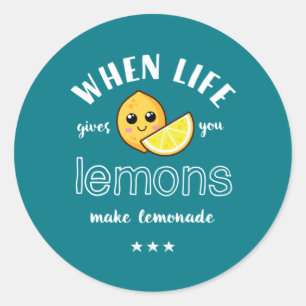 Adesivo Redondo Quando A Vida Dá À Lemon Torna A Limonada Engraçad
