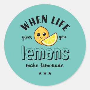 Adesivo Redondo Quando A Vida Dá À Lemon Torna A Limonada Engraçad