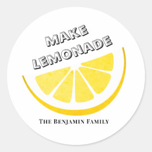 Adesivo Redondo Quando A Vida Te Dá Limões Faz A Limonada Amarel