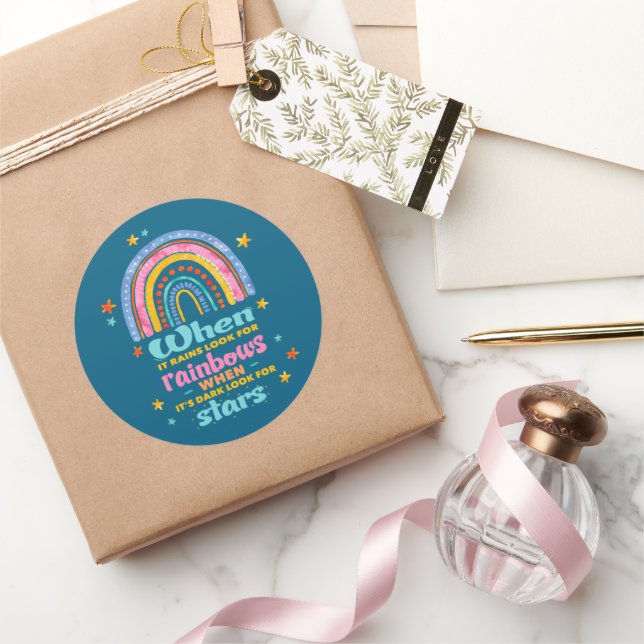 Adesivo Redondo Quando Chover Procure Os Arcos-Chuva (Presentear)