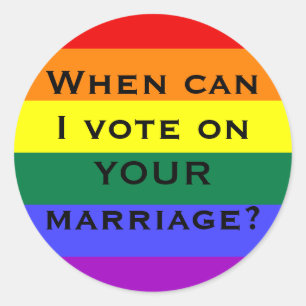 Adesivo Redondo Quando posso eu votar em SEU casamento?