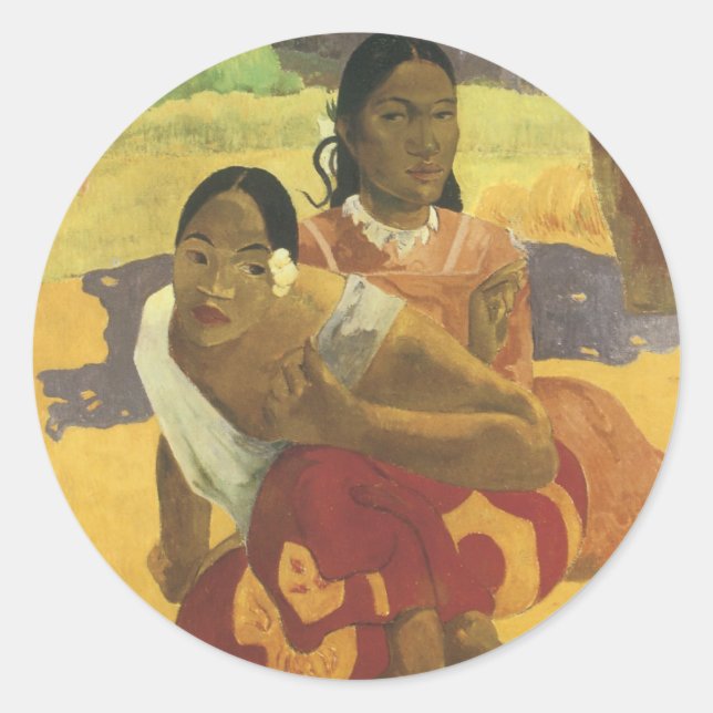 Adesivo Redondo Quando Você Vai Se Casar? por Paul Gauguin, Arte A (Frente)