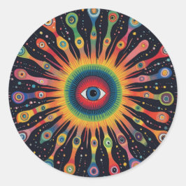 Adesivo Redondo Quantum Helix Nebula Rainbow Black Aztec FolArt
