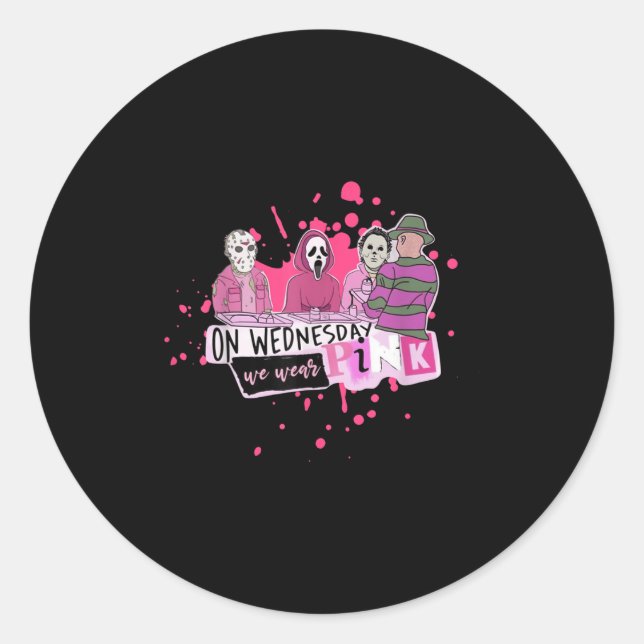 Adesivo Redondo Quarta-feira. Nós Usamos Vilão de Terror do Nk Hal (Frente)