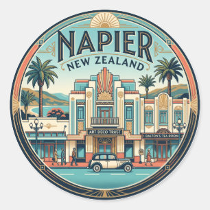 Adesivo Redondo Quarteirão Histórico Art Déco de Napier Nova Zelân