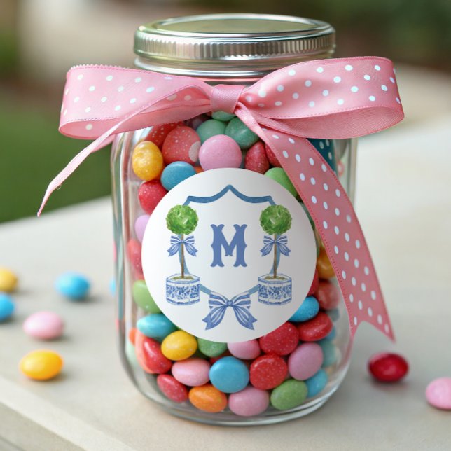 Adesivo Redondo Quartel d'água Chinoiserie Monograma Topiográfico  (Criador carregado)