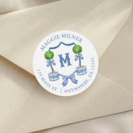 Adesivo Redondo Quartel d'água Chinoiserie Monograma Topiográfico 